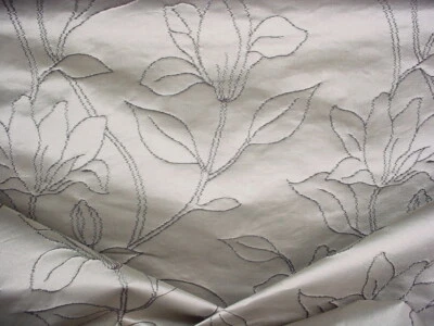 14-1/8Y Lee Jofa ED85069 Radiance Silver Metallic Floral Silk Upholstery Fabric - Image 1 of 4