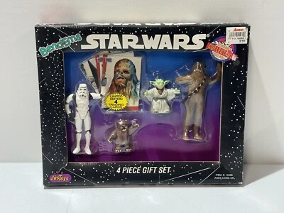 Star Wars Bend Ems Juego de Regalo de 4 Piezas Nuevo 1993 Chewbacca Yoda Wicket Trooper Foto 1 de 4