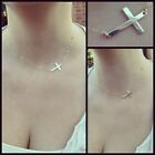 Trendy Hollywood Style Gold Sideways Cross Choker 14K Gold-filled petite chain
