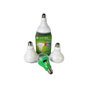 Lot 4 LED Grow Light Bulbs for Seeds & Greens Medium Base GE 9w, GV 8w, Feit A21 - Picture 1 of 10