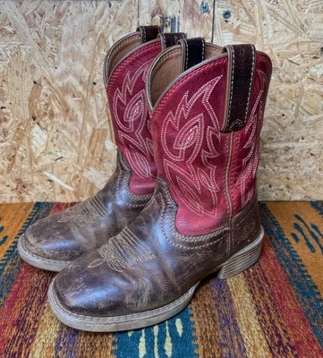 Justin Botas Vaqueras Niños Talla 13 D Cuero Rojo Marrón 7514JK Foto 1 de 4