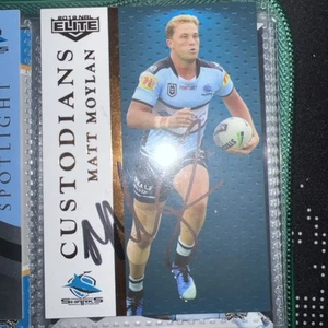 Matt Moylan Signed 2019 Elite Custodians Insert NRL card Cronulla Sharks - Picture 1 of 1