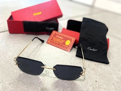 🕶️ Occhiali da sole lusso oro – unisex – lenti nere 🖤 – esclusivi con scatola - Immagine 1 di 4
