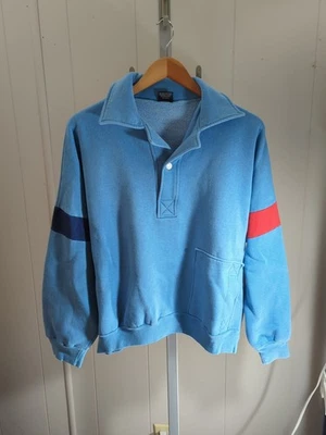 Suéter Raglán Vintage JC Penney Rayas Polar Bolsillo Cuello XL  Foto 1 de 3