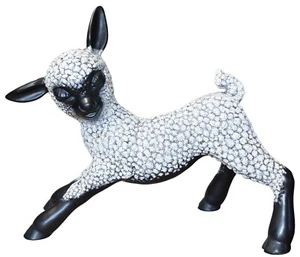 LARGE 16"tall 17"long Vtg MCM Ceramic Black Face Lamb Sheep Farmhouse Primitive - Picture 1 of 12