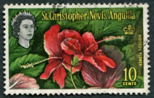 ST. CHRISTOPHER NEVIS ANGUILLA 1963-9 10c SG136 used NG Hibiscus #A02 - Picture 1 of 1