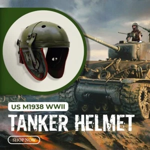 US M1938 Tanker Helmet WWII US Tanker Jeep Helmet Replica Antique Combat Helmet - Picture 1 of 8