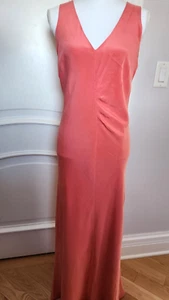 MAXI ABITO BLOOMINGDALES 100% FODERATO IN SETA ARANCIONE TAGLIA 10 - Foto 1 di 12