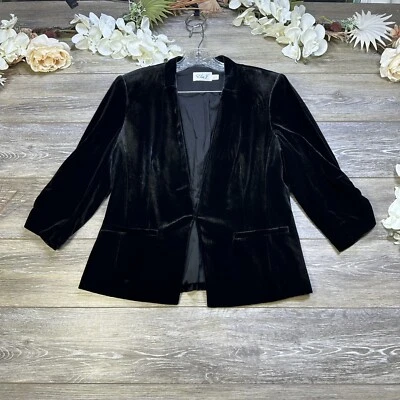 ELIZA J jacket blazer black velvet Soft Women Size Medium Prom Wedding Club - Image 1 of 4