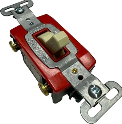 Interruptor de luz de palanca Pass Seymour CSB20AC4-I rojo, marfil 20A, 120V-277V Foto 1 de 4