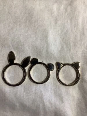 Ring Set Animal Ears Size 7 Bunny- Bear- Cat Silver Tone - Image 1 of 4