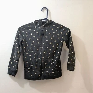 Cat & Jack Gray with gold hearts Full-zip Hoodie Sweatshirt, Girl’s Small 6/6X - Picture 1 of 9