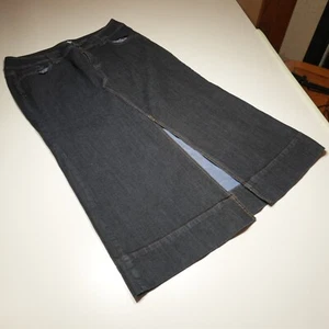 Venezia Long Straight Skirt Womens 22 Plus Black Faded Denim Jean Slit Modest - Picture 1 of 15