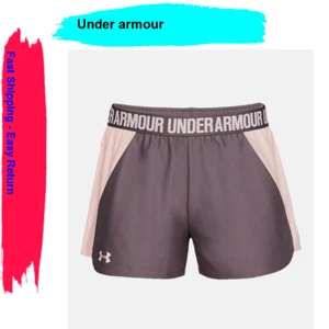 Under Armour Women's UA Play Up 2.0 Shorts Ash Taupe / Orange Dream XS. - Picture 1 of 4