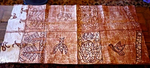 Old Vintage Authentic Pacific Island Tapa Bark Cloth Large 75 x 38 inches - Picture 1 of 11