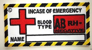 Blood Type Patches, Military Patches, Biker Patches, AB RH - Negative - Picture 1 of 1