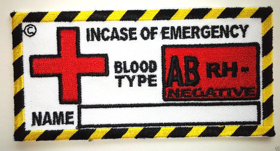 Blood Type Patches, Military Patches, Biker Patches, AB RH - Negative - Image 1 of 1