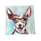 Rat Terrier Glasses Colorful Dog Pop Wall Art Canvas Textured Oil Print 12X12