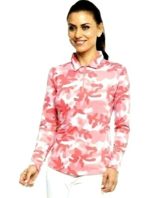 IBKUL Top Talla XL Manga Larga Cuello Polo Preppy UPF 50 Sandía Camuflaje Nuevo Foto 1 de 3