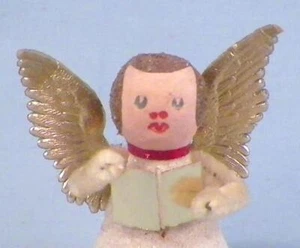 Angel Christmas Decoration Figurine Gold White Glitter W Germany Vintage #108 - Picture 1 of 6