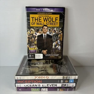 X5 Bundle DVD John Q Inception Snake Eyes Ocean’s Eleven The Wolf Of Wall Street - Picture 1 of 10