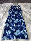H&M Ladies Dress Blue Bodycon Brush Stroke Pattern Dress Size S New With Tags