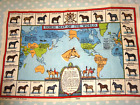 Vintage Collectible Linen Tea Towel Horse Map Of The World