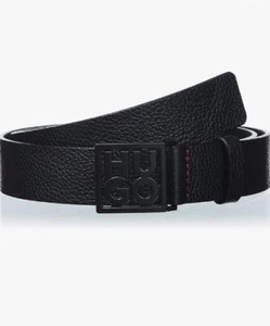 Cinturón Hugo Boss HU-GO GR Talla 35 Cuero Granulado - Hecho a Mano en Rumania, Hebilla Logo - Imagen 1 de 13