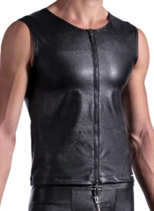 Manstore M2192 Zipped Vest Size M RRP: 149.95€ NEW Black Faux Leather - Picture 1 of 1