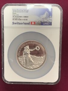 2018 Switzerland Swiss Shootingtaler Stans 5 oz Silver 100 Francs NGC PF70 UC