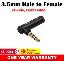 3.5mm AUX 4-Pole Female to Male Elbow Plug Connector Extender Stereo Audio Mic
