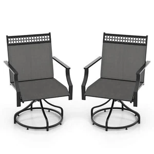 Patio Swivel Dining Chairs Set of 2 w/ Quick-Drying Fabric and Metal Frame - Picture 1 of 8