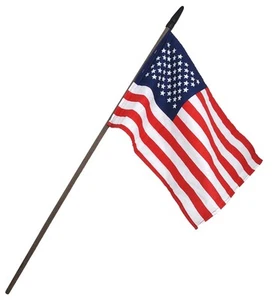 NEW~Large Patriotic American Flag on Wood Stick~16" Fabric Flag 32" Stick~Wreath - Picture 1 of 1
