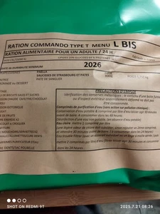 FREE PORT COMBAT RATIONS COMMANDO Menu L BIS DDM 2026 24 HOURS - Picture 1 of 1