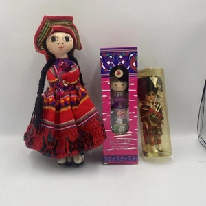 Vintage Lot Of 3 International Dolls travel souvenir collection folk ethnic art - Picture 1 of 4