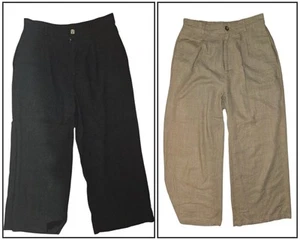 Women's Lot Of 2 Viscose/Linen Blend Pants Size Small Beige & Black - Imagen 1 de 13