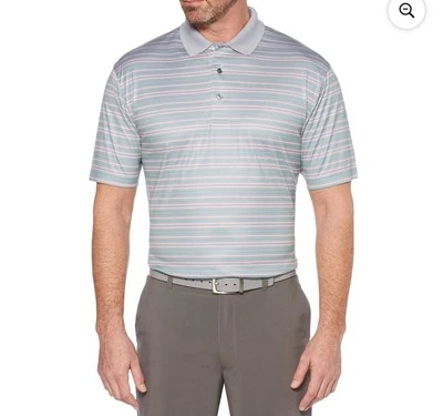 Ben Hogan Performance Golf Polo Shirt Mens 2XL Gray Blue Striped Outdoor Tennis - Image 1 of 4