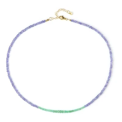 Cavill Halskette 41,30ct Smaragd Tansanit Perlen 925 Silber Vergoldet - Bild 1 von 4