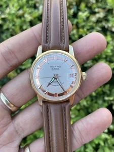 Vintage Herna 21 Jewels Automatic Watch 1950s Swiss Made Gold Plated - Runs fast - Picture 1 of 14