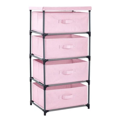4-Tier Tall Closet Dresser with Drawers - Clothes Organizer and Storage (Pink) - Image 1 of 4