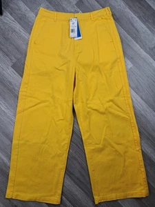 Adidas x KSENIASCHNAIDER 3-Stripes Dyed Bold Gold Wide Leg Jeans Women's Size 32 - Picture 1 of 22
