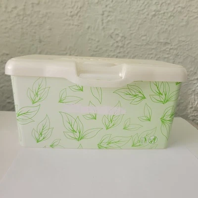 Caja de toallitas para bebé Huggies contenedor diseño hoja verde tapa dispensadora de plástico Foto 1 de 4