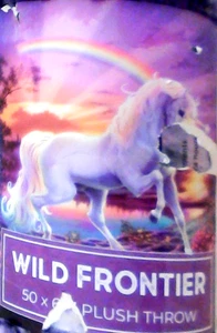 Wild Frontier Unicorn 50 x 60" Plush Throw Polyester Bond Edging NEW IPkg - Picture 1 of 3