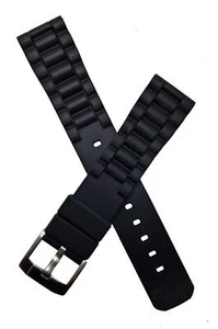20 mm BLACK SPORTS STYLE PIN BUCKLE RUBBER WATCH STRAP - fits TAG Heuer F1 model - Picture 1 of 3