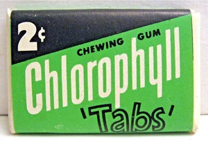1952 pestañas de clorofila 2 centavos chicle Haelan Labs Philadelphia Pa stock antiguo - Imagen 1 de 2