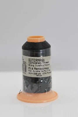Gutermann Upholstery Thread- 328 Yards 100% Polyester Rotproof- color 000- Black - Image 1 of 2
