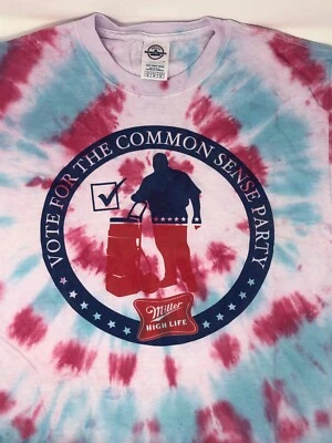 Tie Dye Miller High Life "Vote for the Common Sense Party" T Shirt  (M) - Image 1 of 4