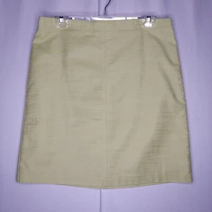 Ann Taylor Skirt 10 Lime Cotton Textured Stripe Mini Straight Zip Lined Career - Picture 1 of 8
