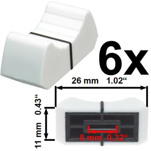 Sifam 6x FADER REGLER KAPPE WEISS passend für 8mm Lider Potentiometer Ersatz Poti - Bild 1 von 5