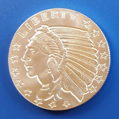 Incuse Indian  1 ounce / .999 Fine Silver Round B/U - Image 1 of 4